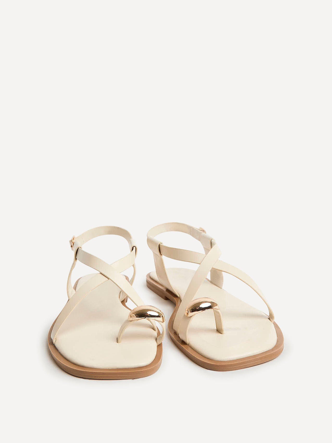 Mist Ivory Toe Ring Flat Sandals