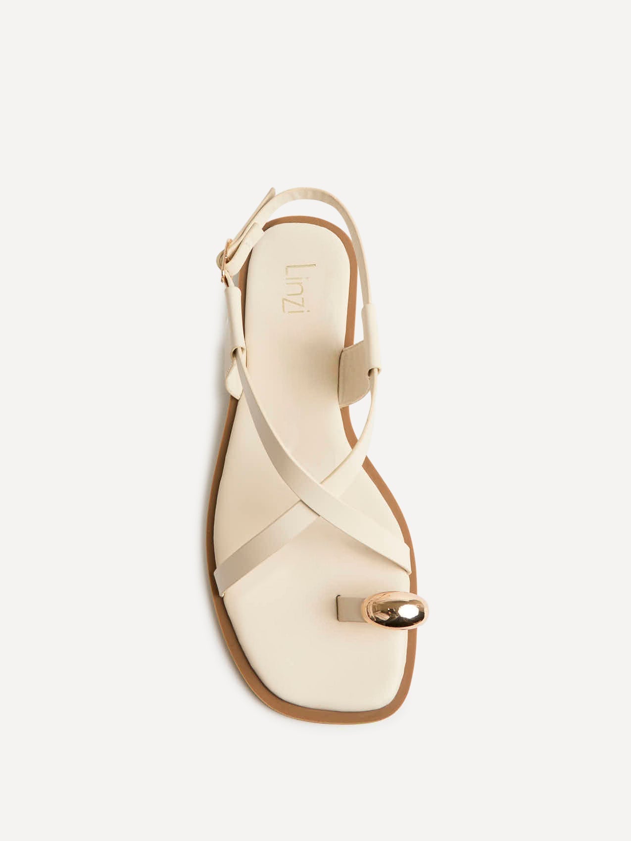 Mist Ivory Toe Ring Flat Sandals