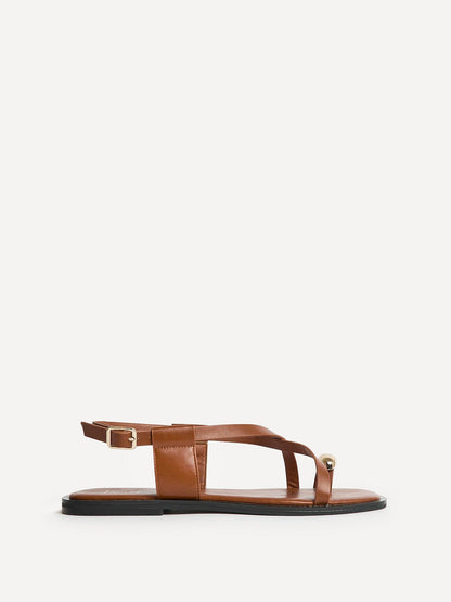 Mist Tan Toe Ring Flat Sandals