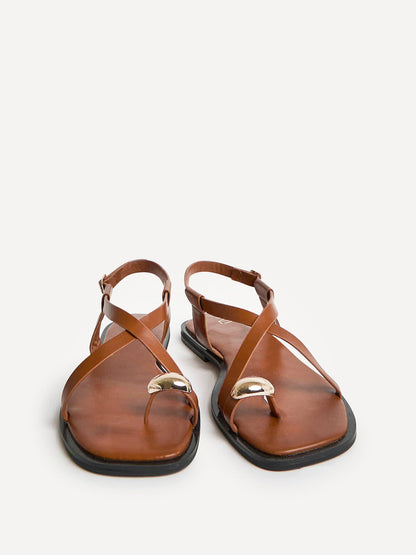 Mist Tan Toe Ring Flat Sandals