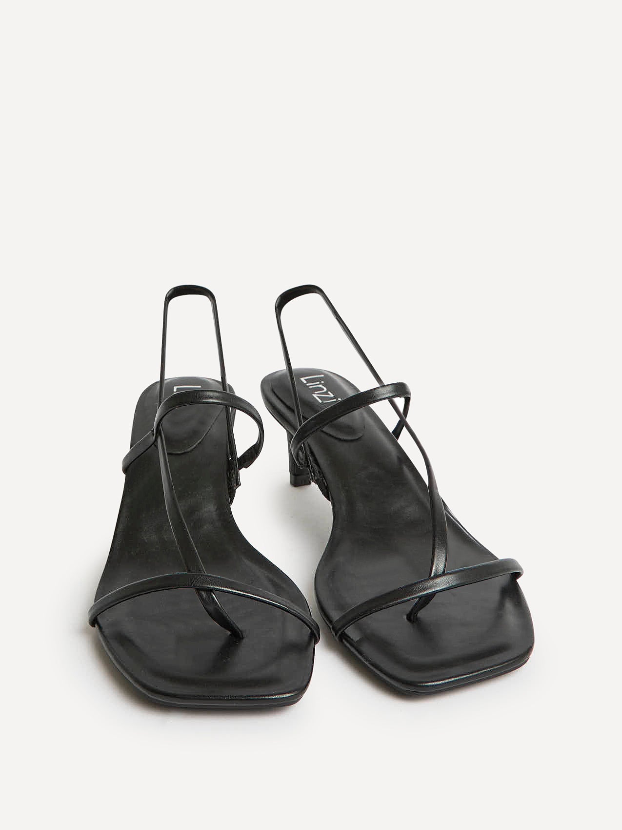 Mode Black Faux Leather Heeled Sandals