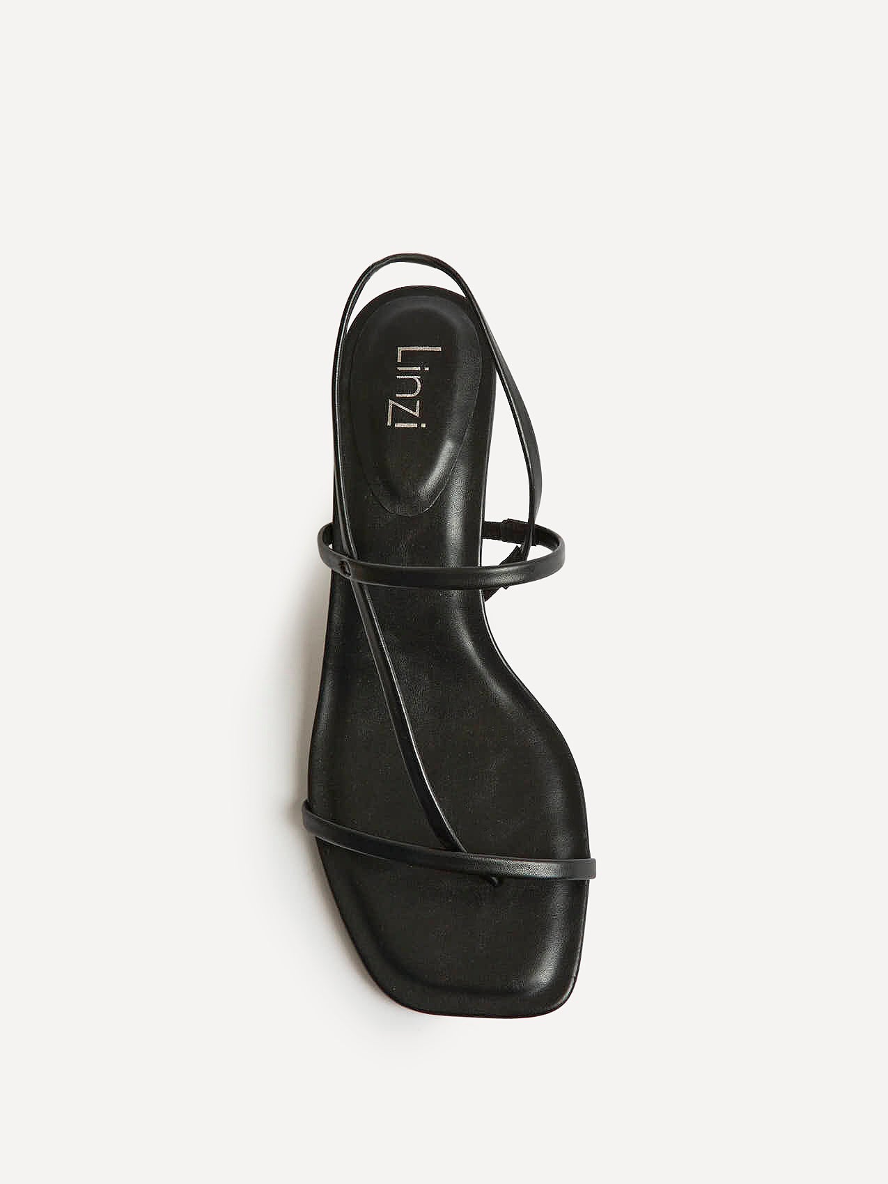 Mode Black Faux Leather Heeled Sandals