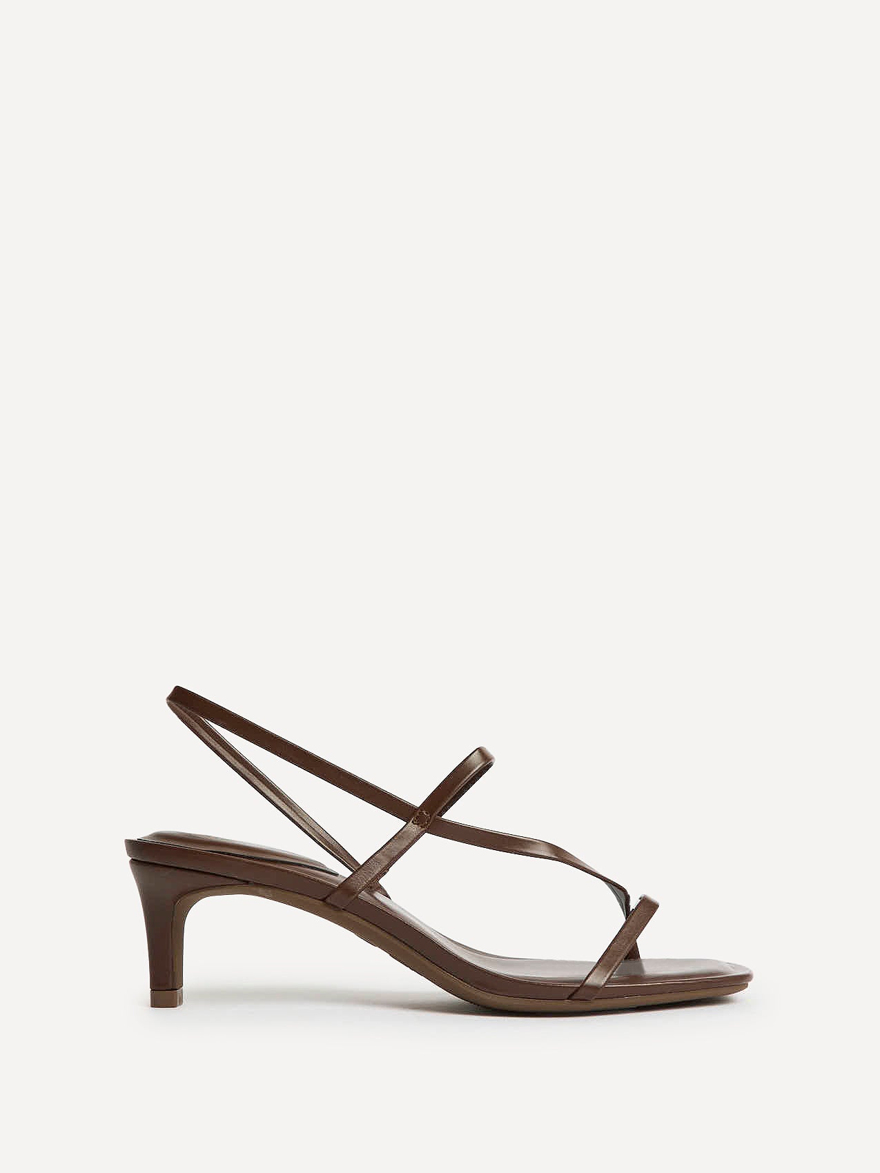 Mode Brown Faux Leather Heeled Sandals