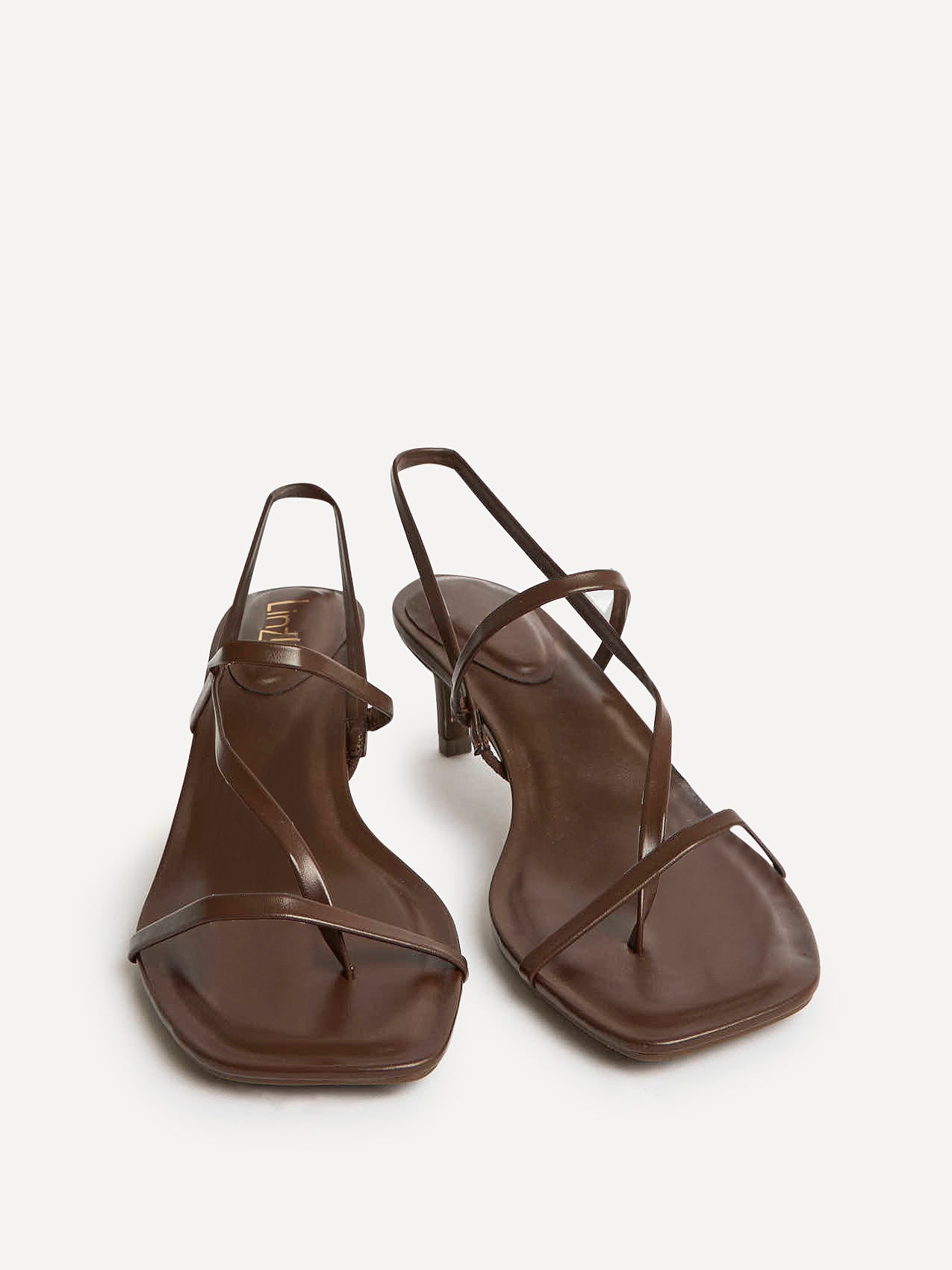 Mode Brown Faux Leather Heeled Sandals