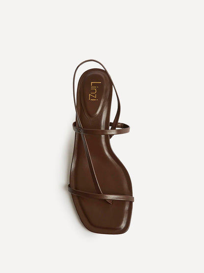 Mode Brown Faux Leather Heeled Sandals