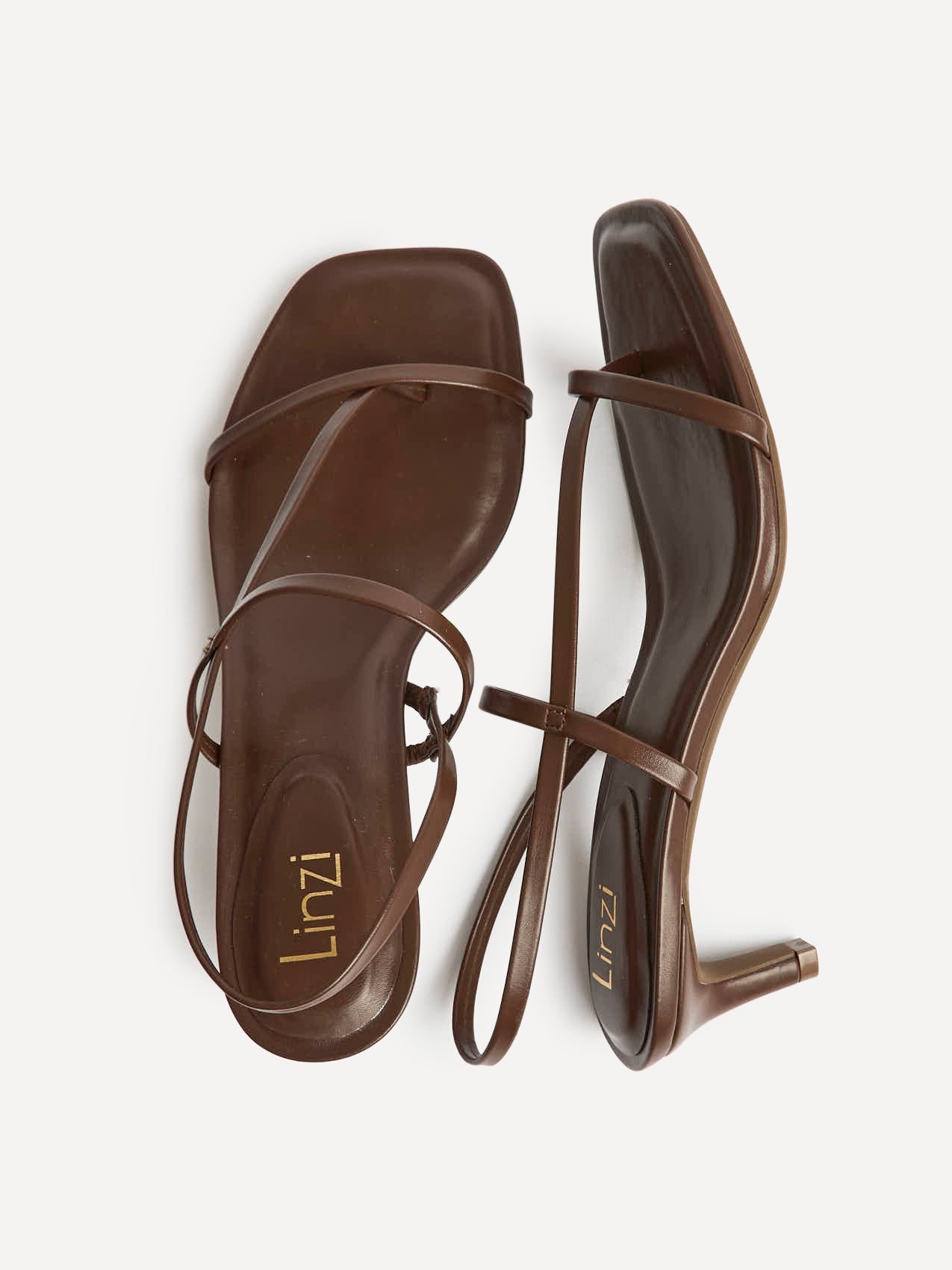 Mode Brown Faux Leather Heeled Sandals