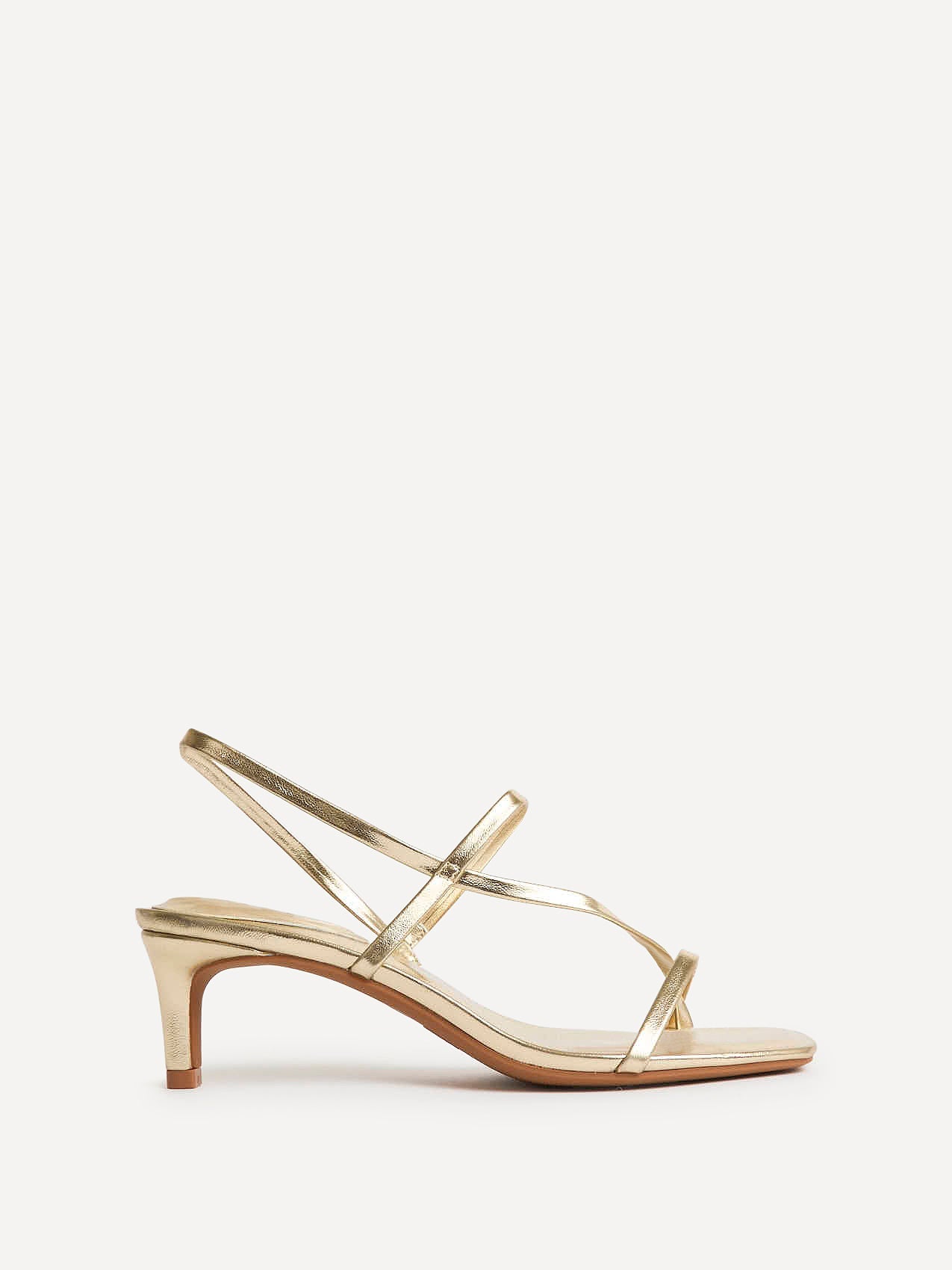 Mode Gold Faux Leather Heeled Sandals