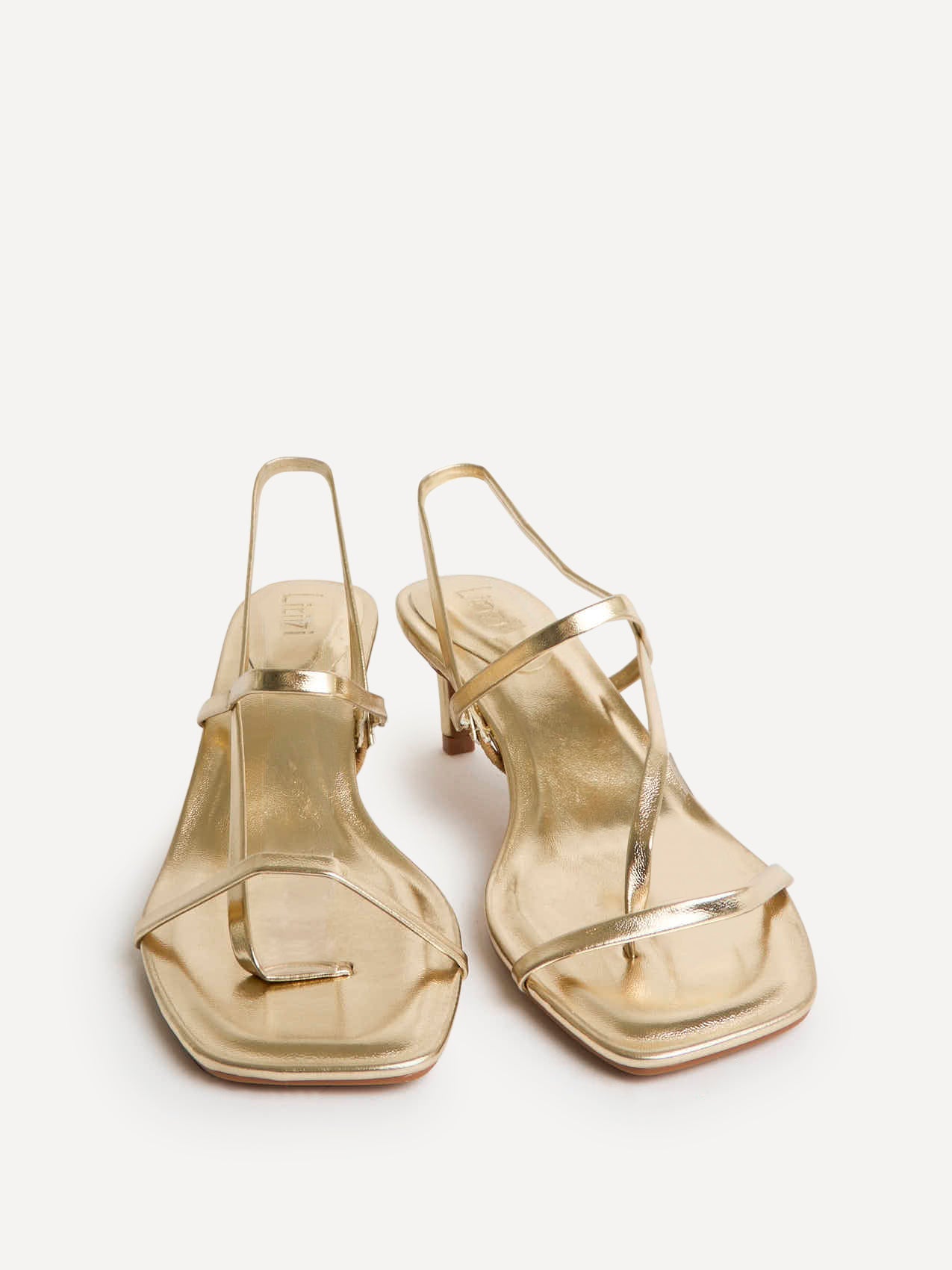 Mode Gold Faux Leather Heeled Sandals