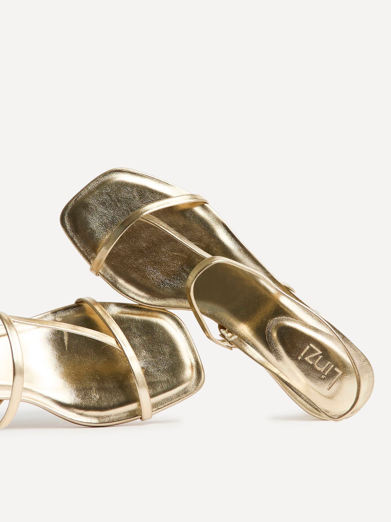Mode Gold Faux Leather Heeled Sandals