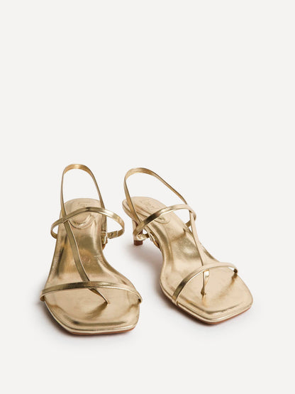 Mode Gold Faux Leather Heeled Sandals