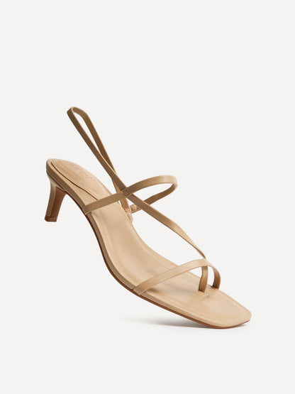 Mode Mocha Faux Leather Heeled Sandals