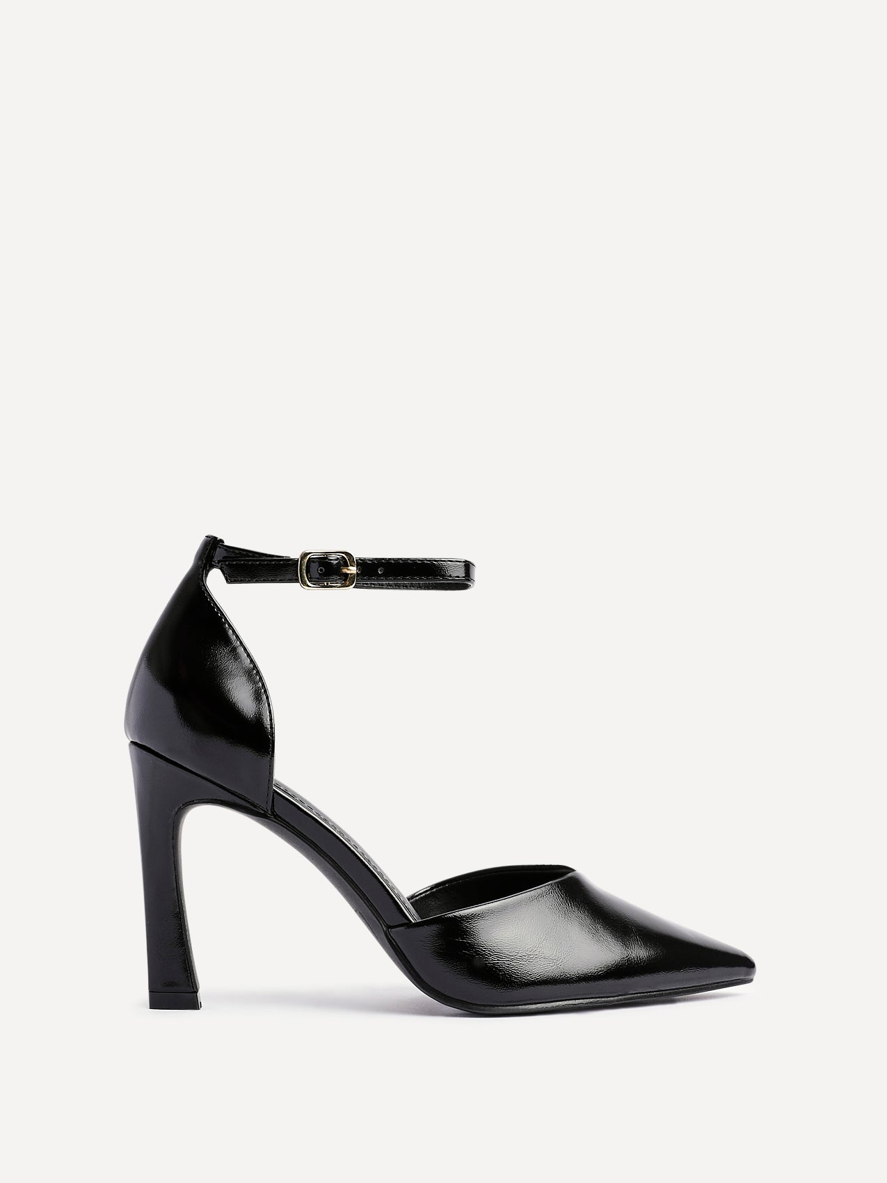 Moira Black Faux Leather V Cut Court Heels