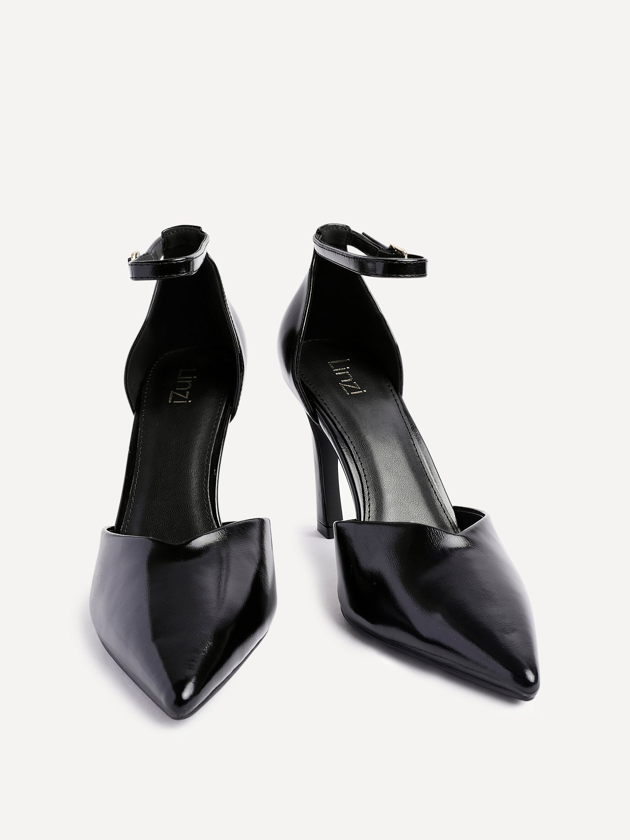 Moira Black Faux Leather V Cut Court Heels