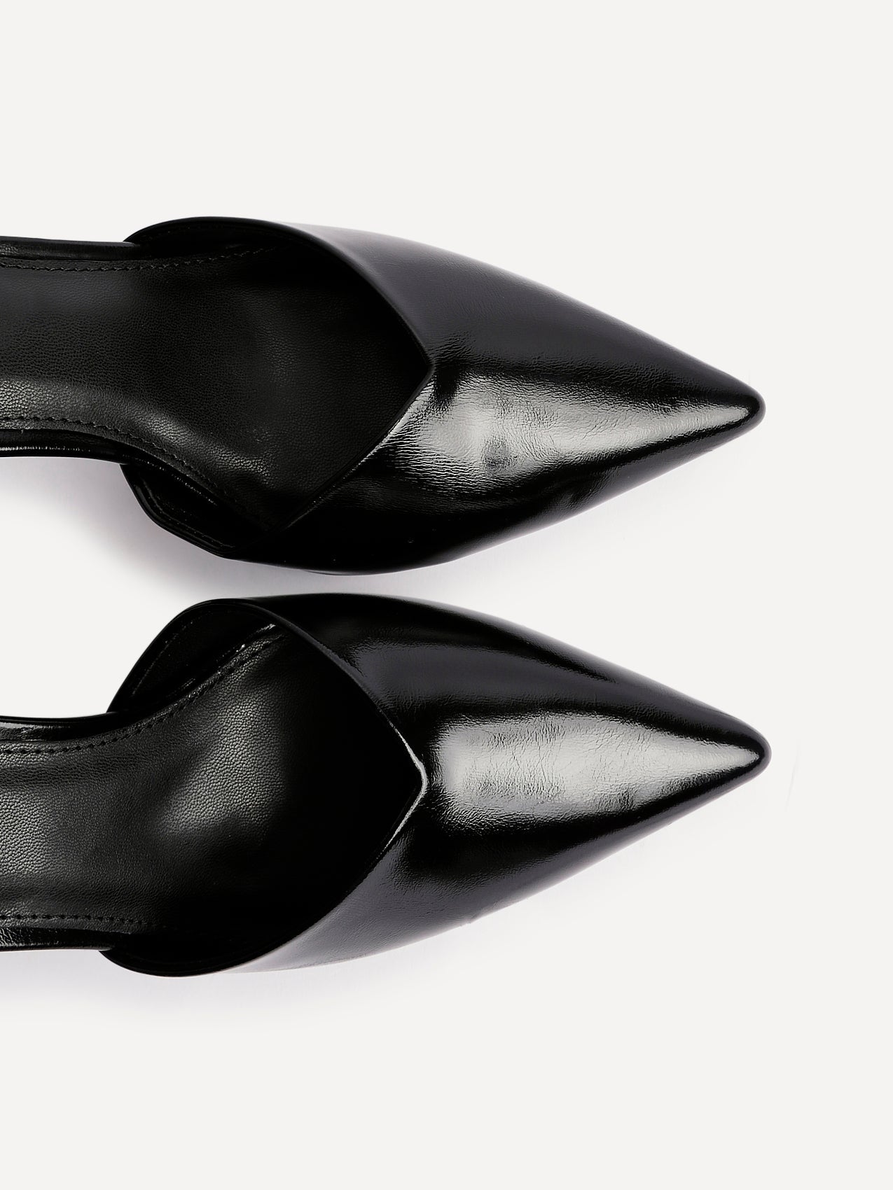 Moira Black Faux Leather V Cut Court Heels
