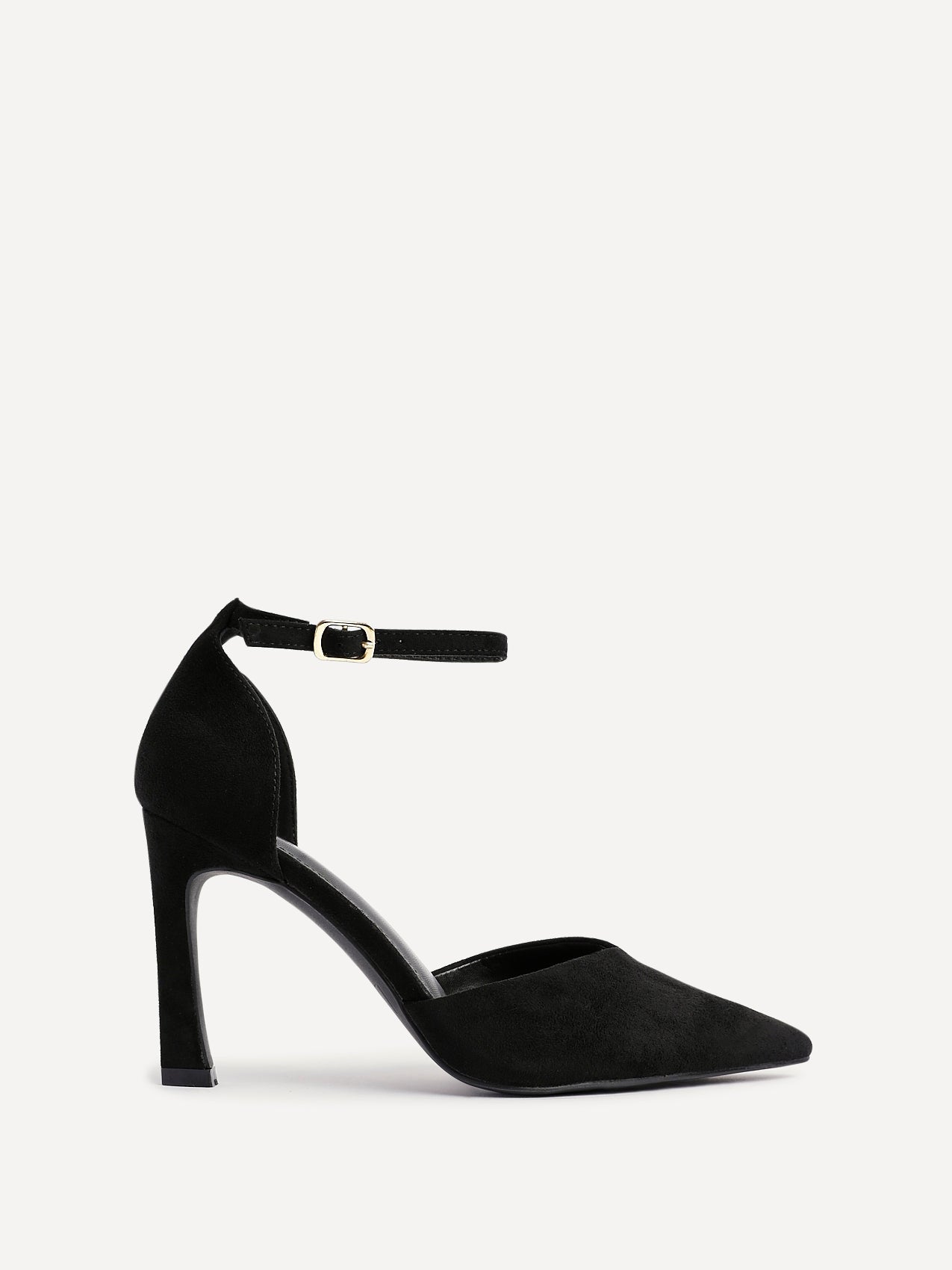 Moira Black Faux Suede V Cut Court Heels