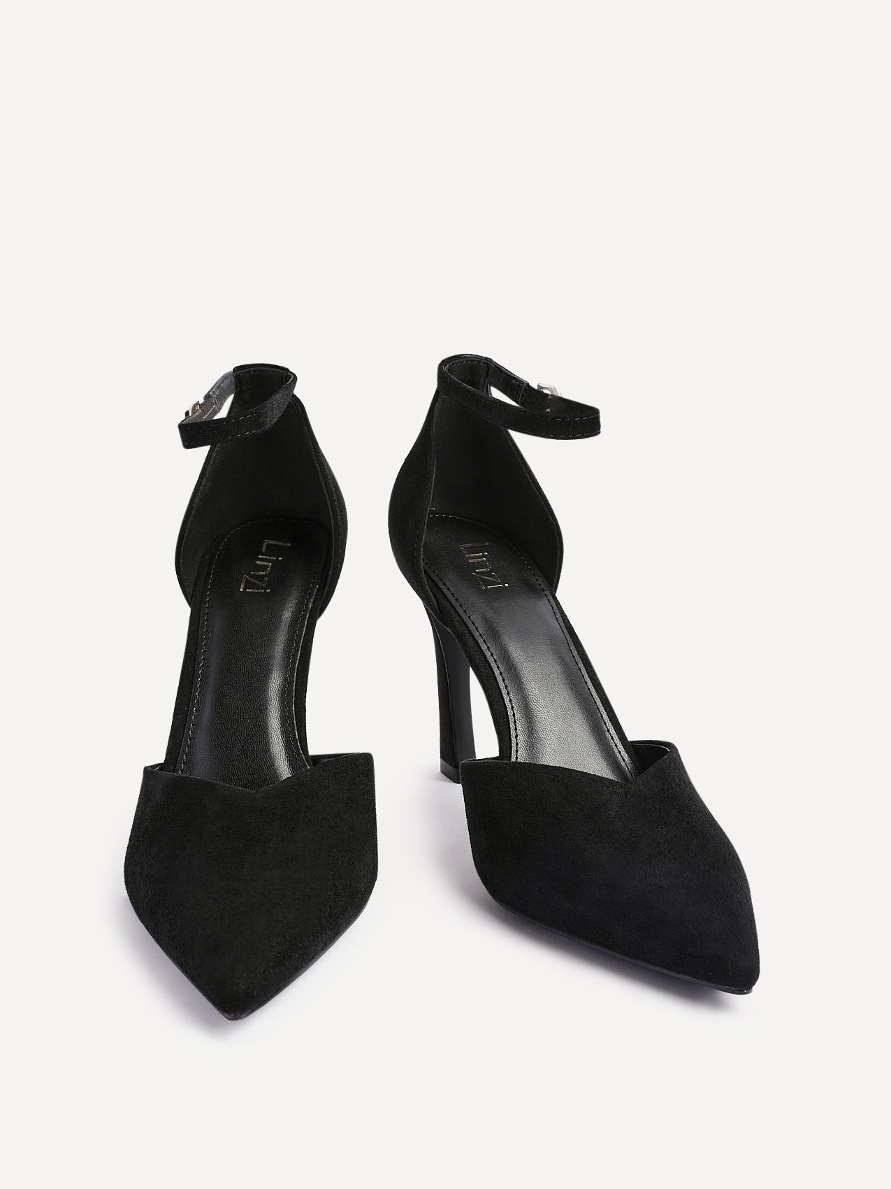 Moira Black Faux Suede V Cut Court Heels