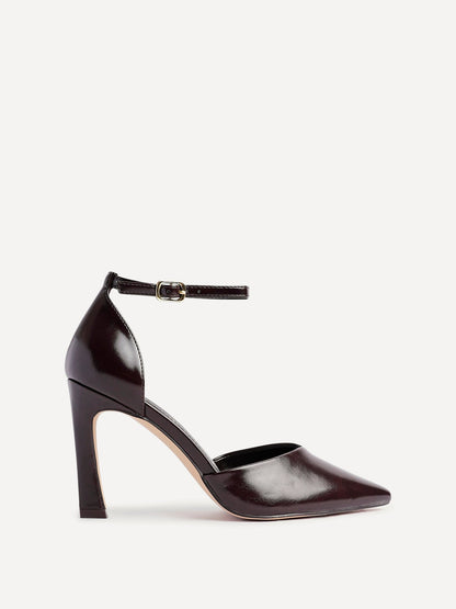 Moira Brown Faux Leather V Cut Court Heelsv