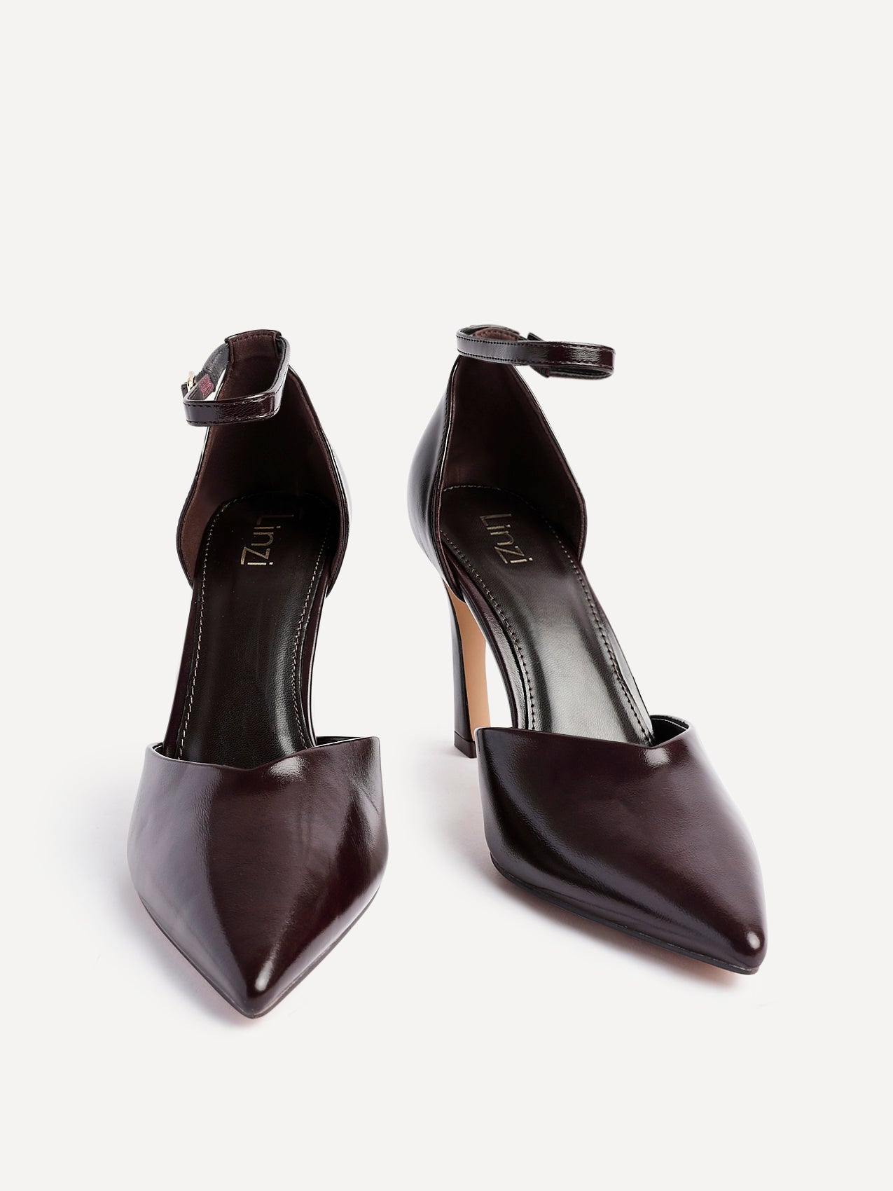 Moira Brown Faux Leather V Cut Court Heelsv