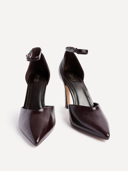 Moira Brown Faux Leather V Cut Court Heelsv