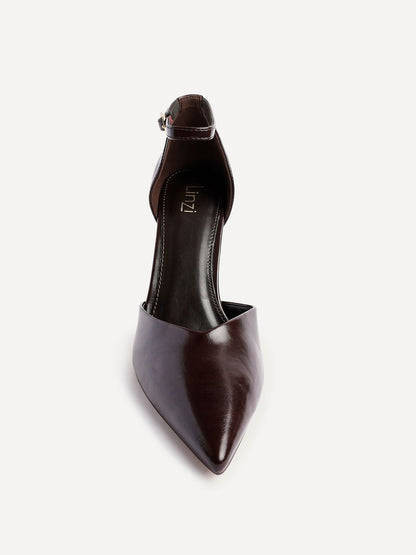Moira Brown Faux Leather V Cut Court Heelsv