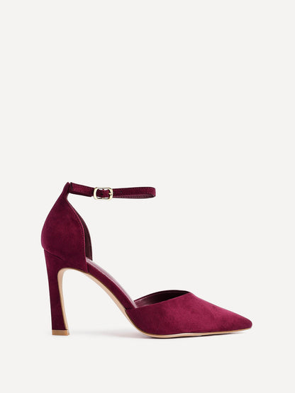 Moira Burgundy Faux Suede V Cut Court Heels