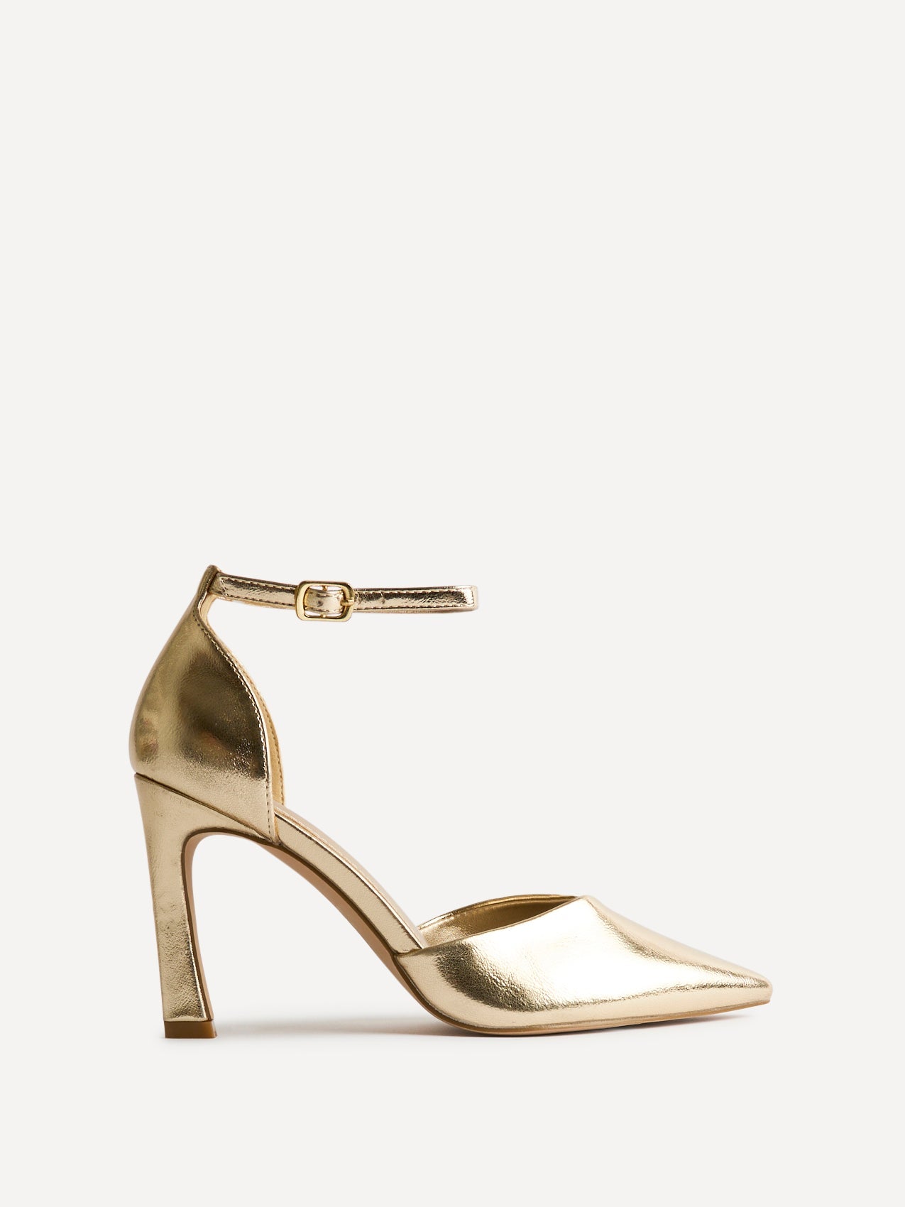Moira Gold Faux Leather V Cut Court Heels