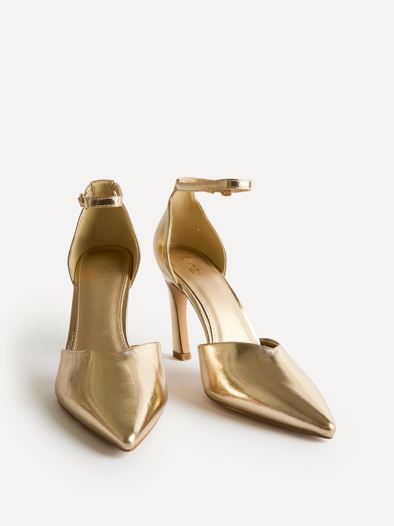 Moira Gold Faux Leather V Cut Court Heels