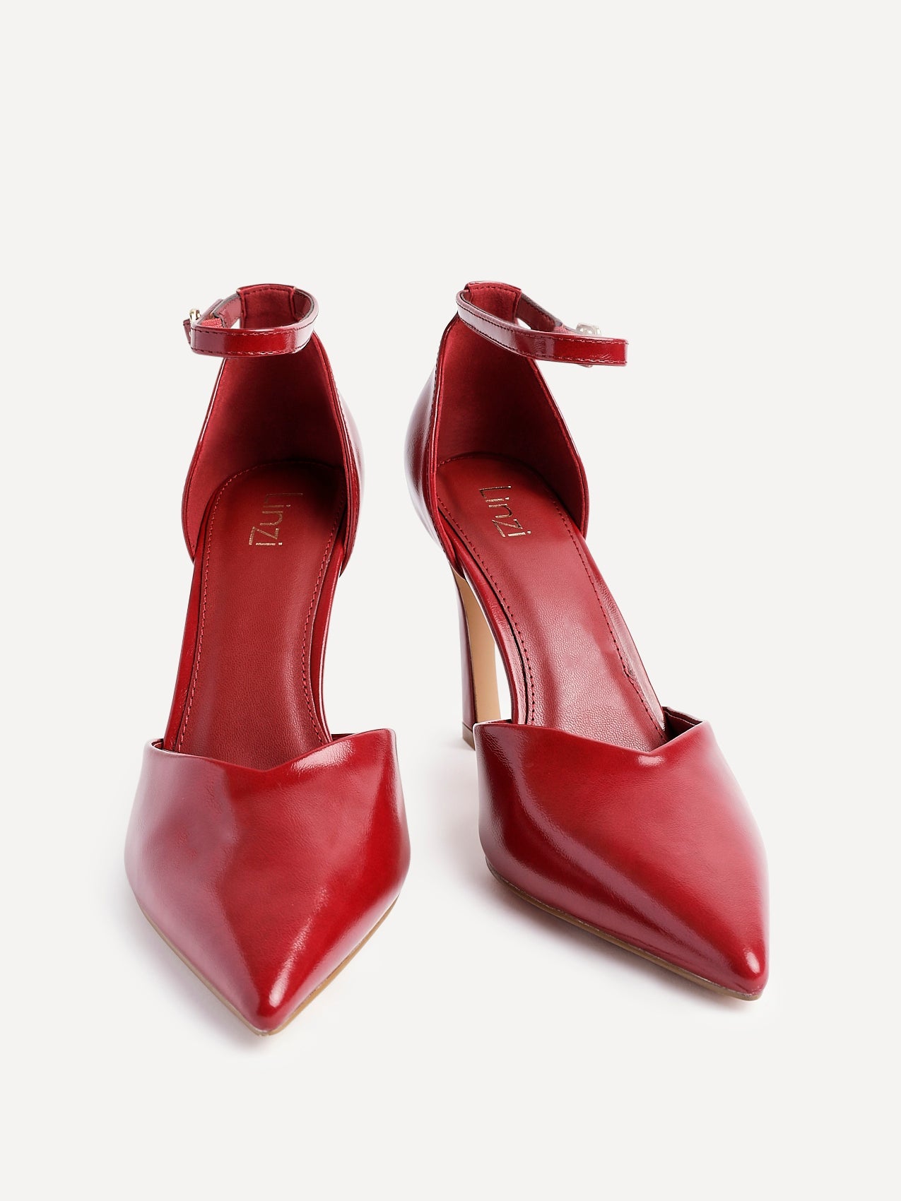 Moira Red Faux Leather V Cut Court Heelsv