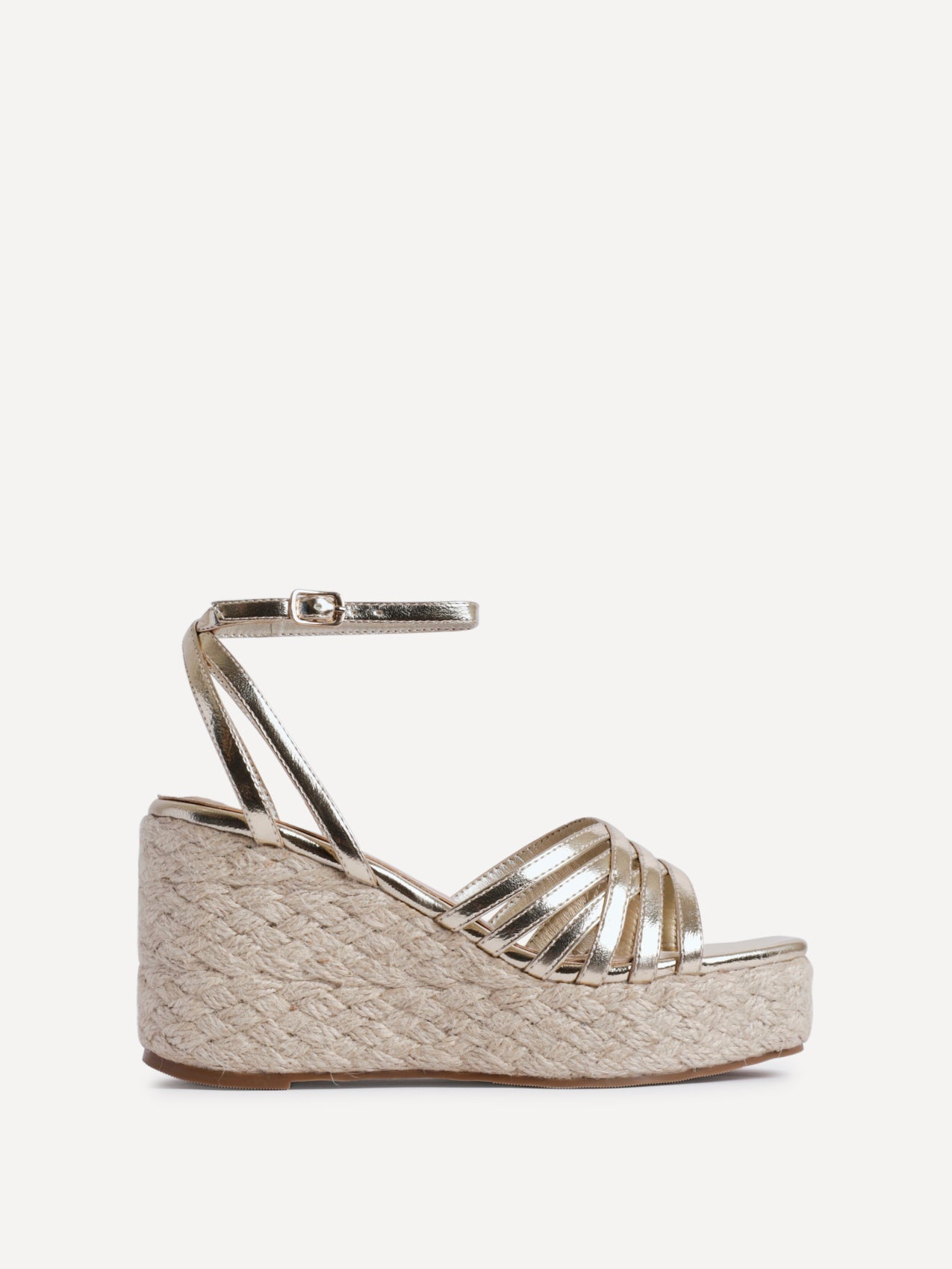 Moment Gold Faux Leather Wedge Sandals