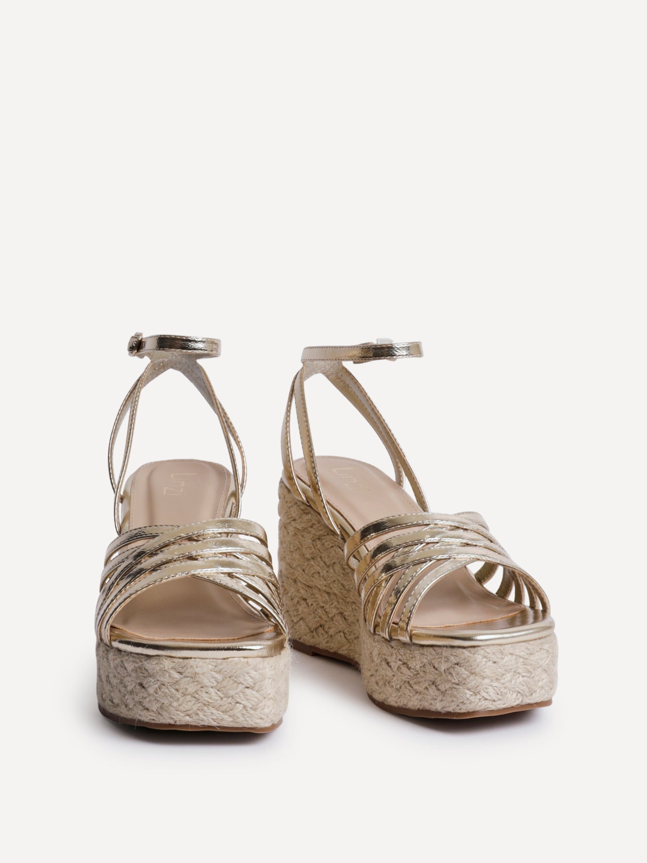 Moment Gold Faux Leather Wedge Sandals