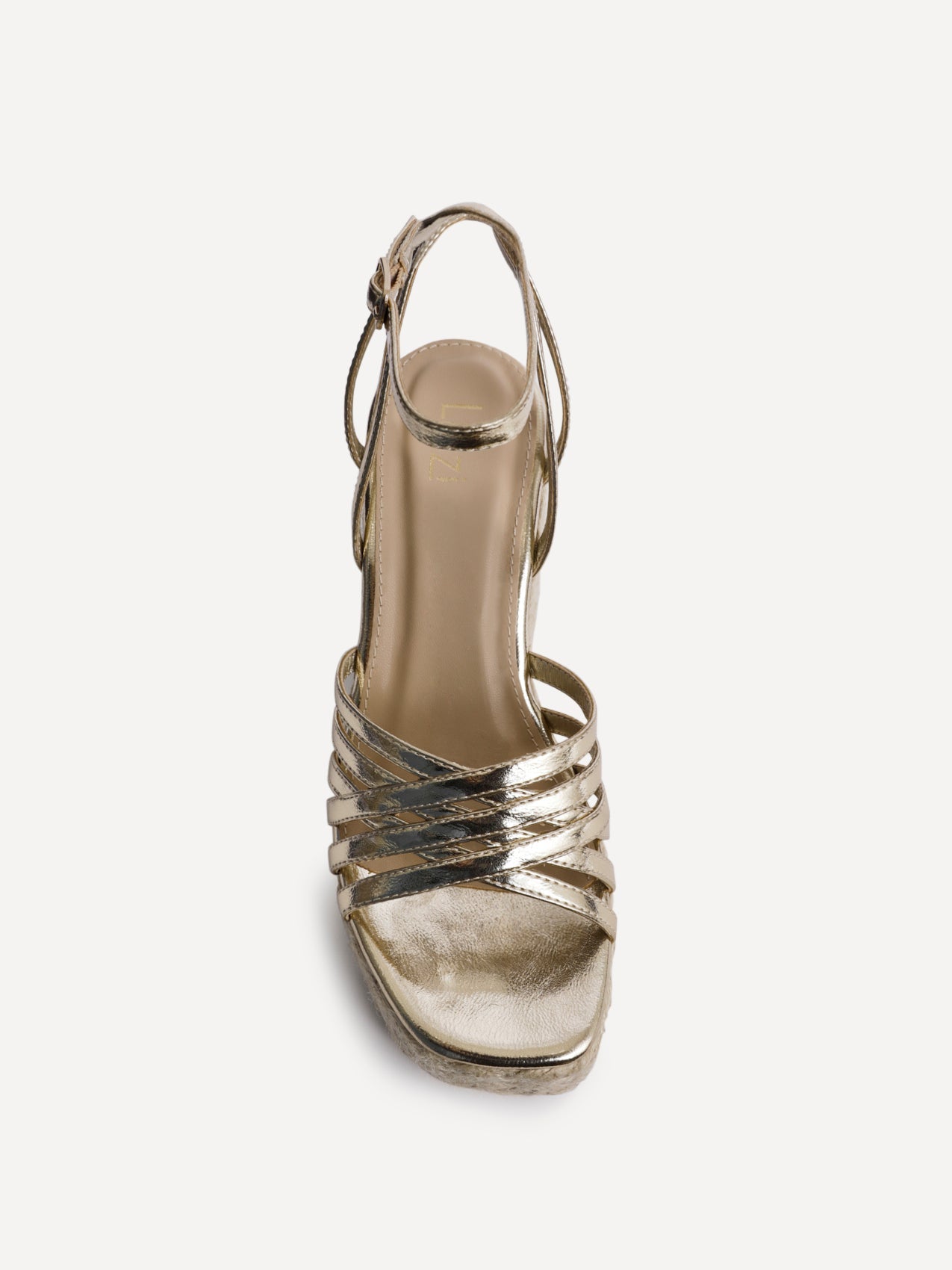 Moment Gold Faux Leather Wedge Sandals