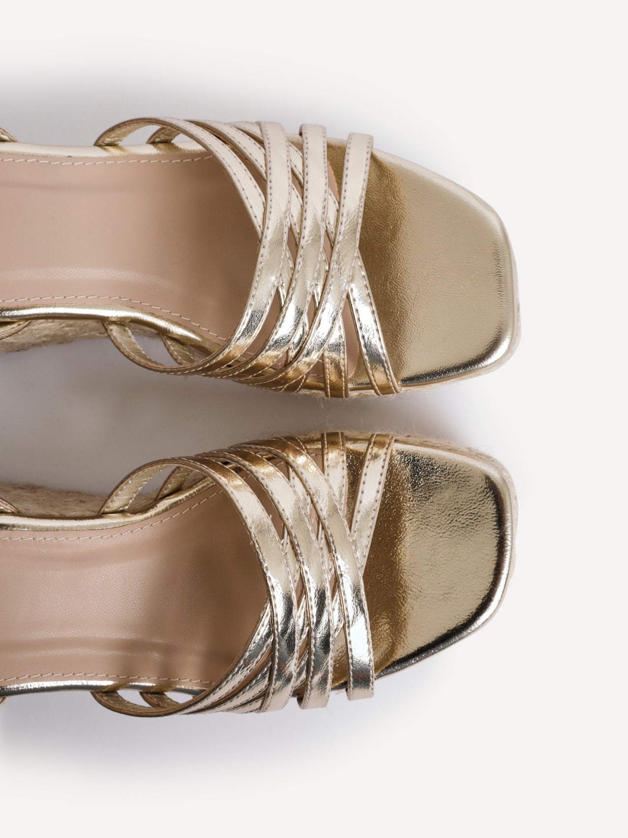 Moment Gold Faux Leather Wedge Sandals