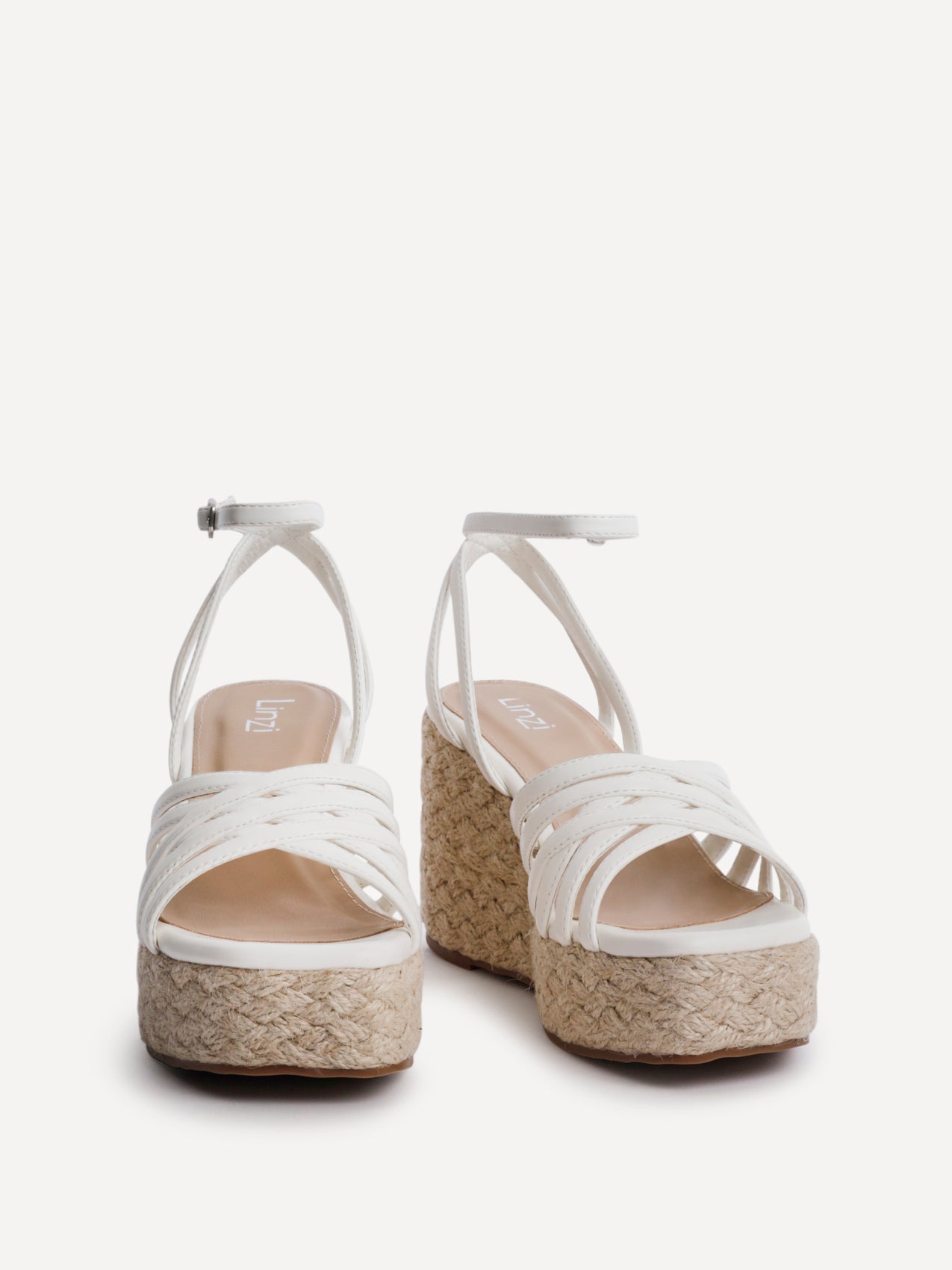 Moment White Faux Leather Wedge Sandals
