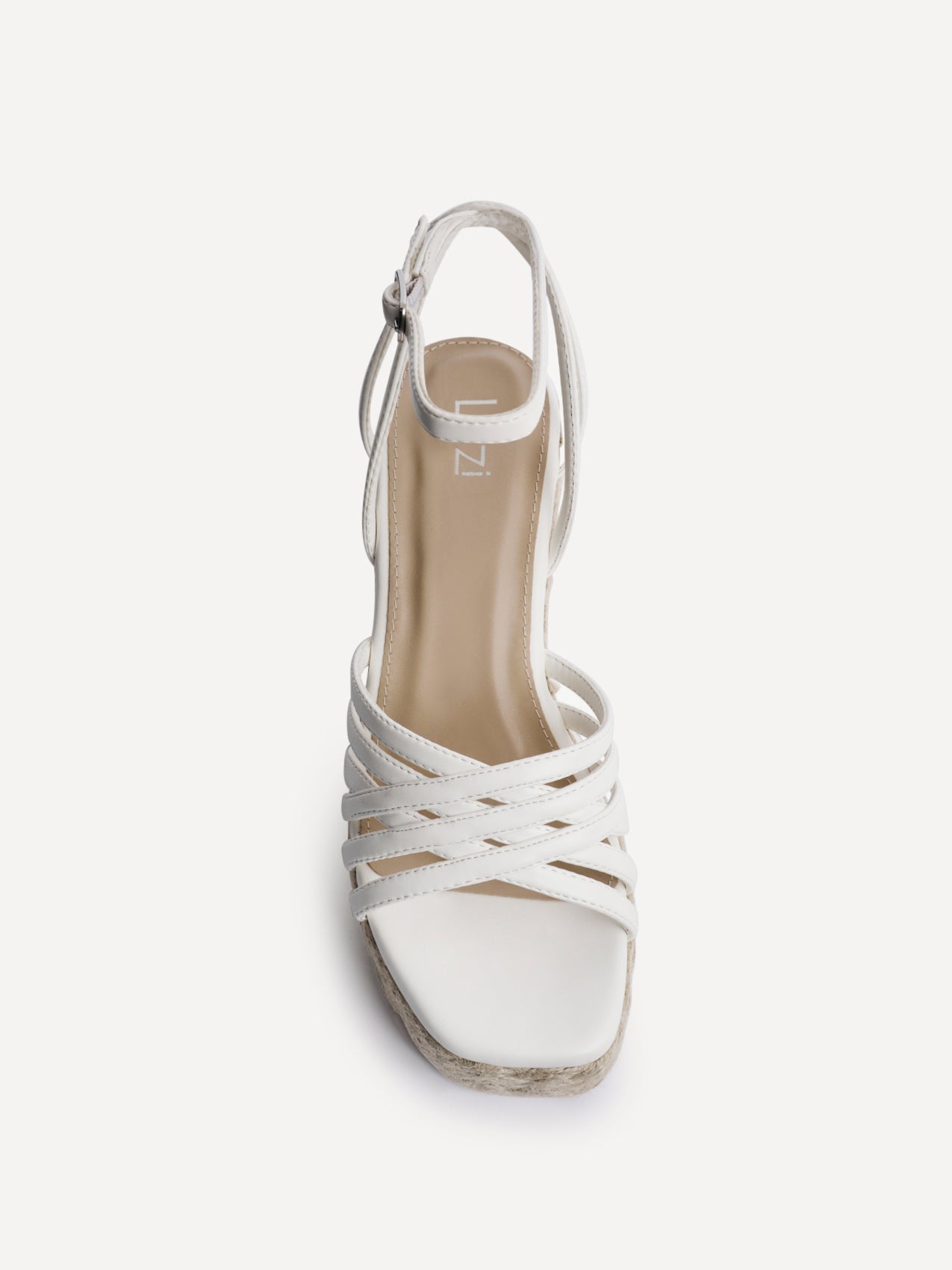 Moment White Faux Leather Wedge Sandals