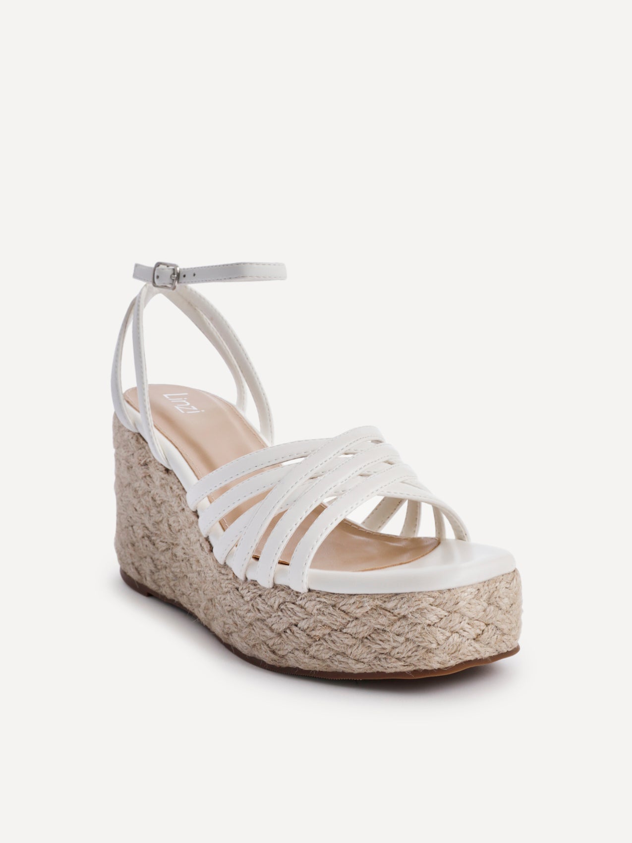 Moment White Faux Leather Wedge Sandals
