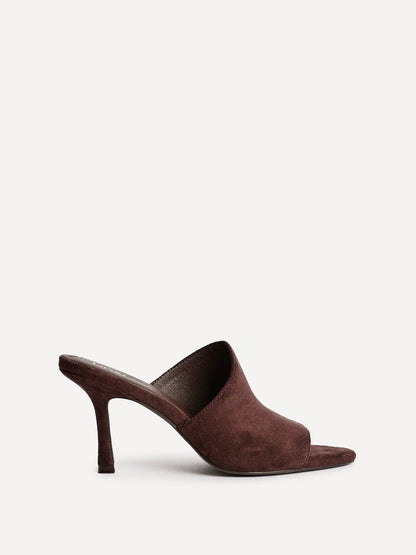 Monarch Brown Peep Toe Mule Heels