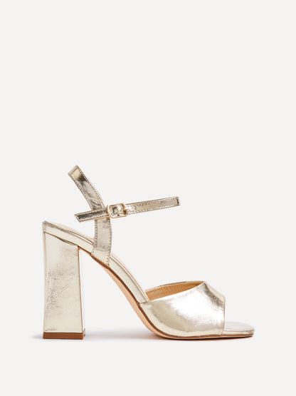 Monroe Wide Fit Gold Block Heels