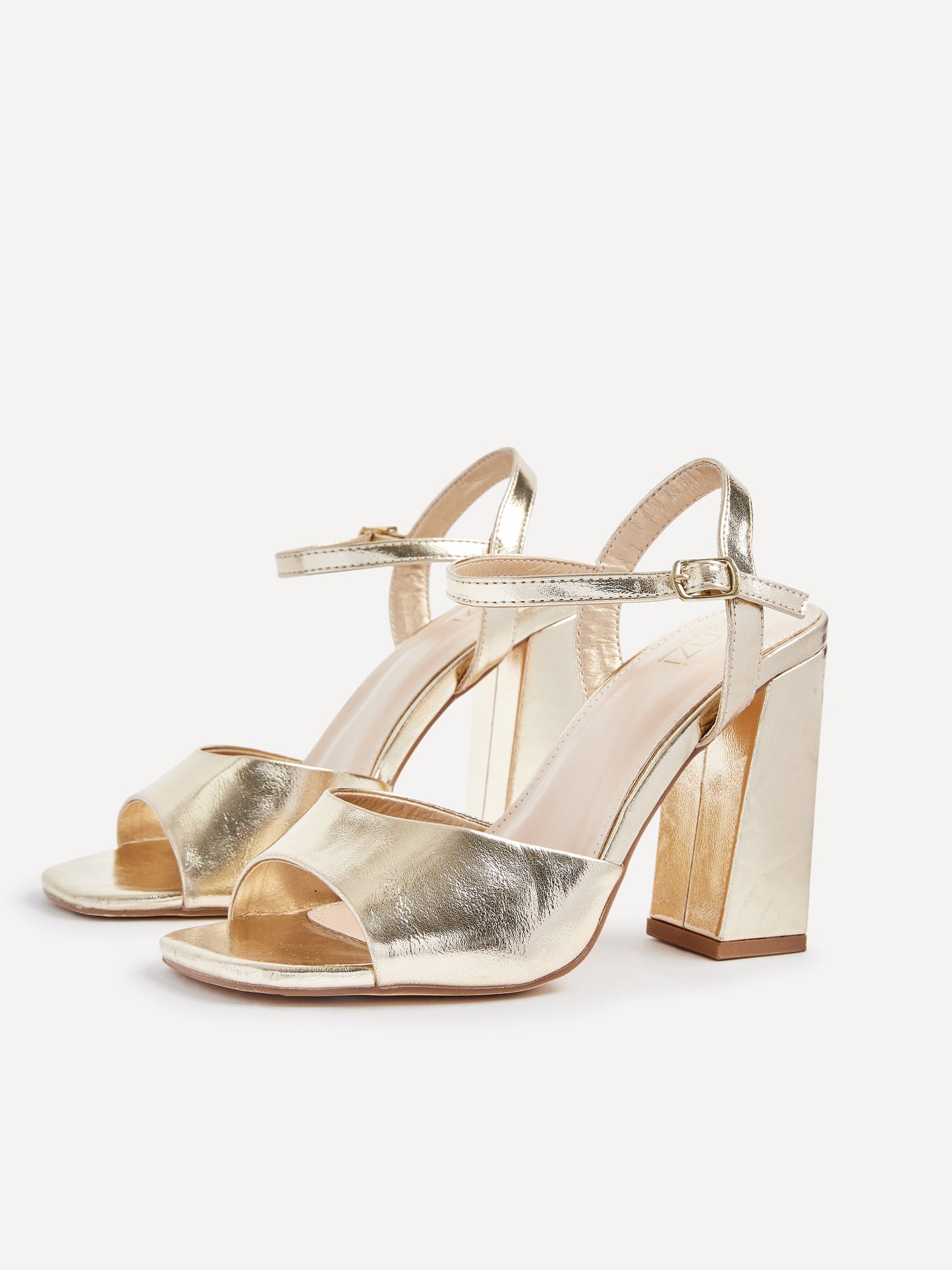 Monroe Wide Fit Gold Block Heels
