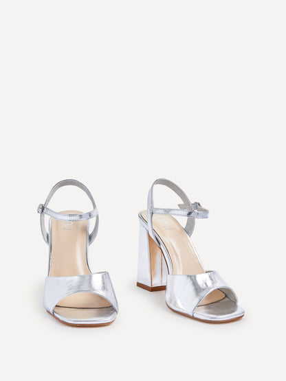 Monroe Wide Fit Silver Block Heels