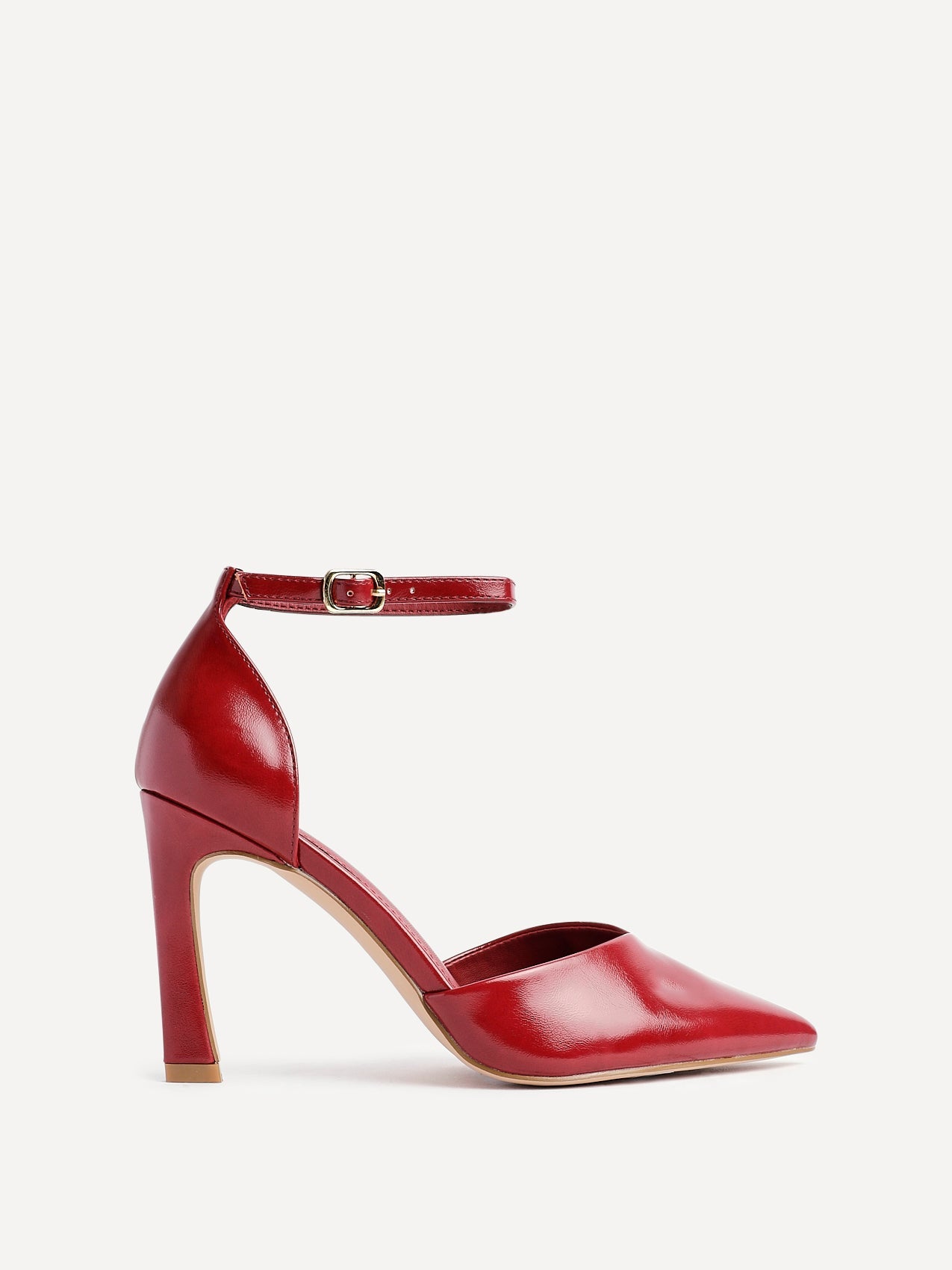 Moira Red Faux Leather V Cut Court Heelsv