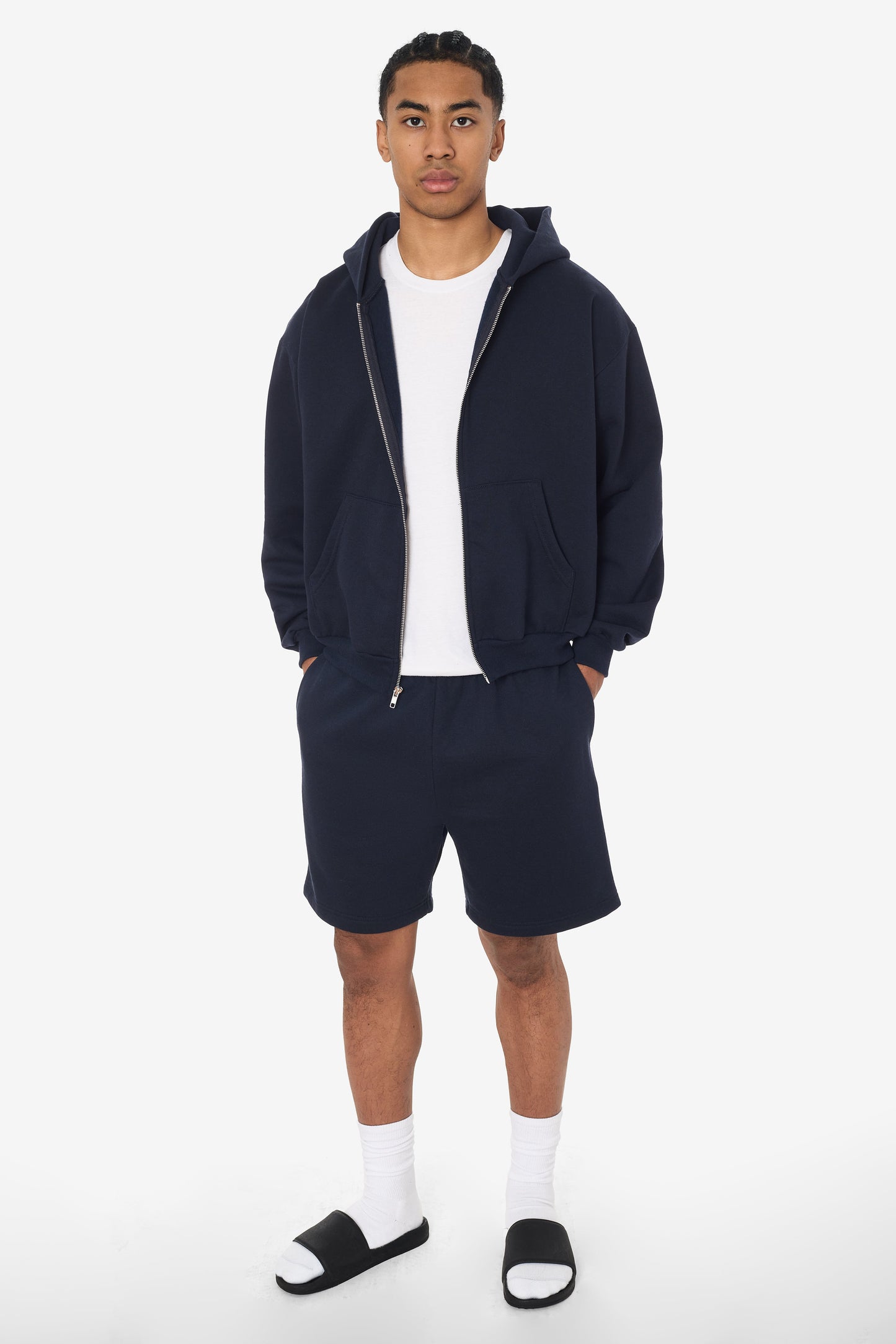 MWF10 - 10 oz. Mid-weight Poly Cotton Fleece Waist Length Zip-Up Hoodie
