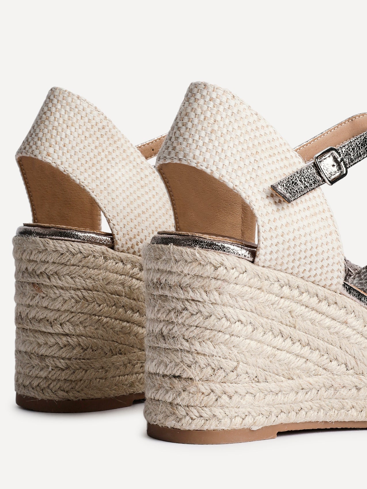 Mystic Pewter Embroidered Espadrille Wedges