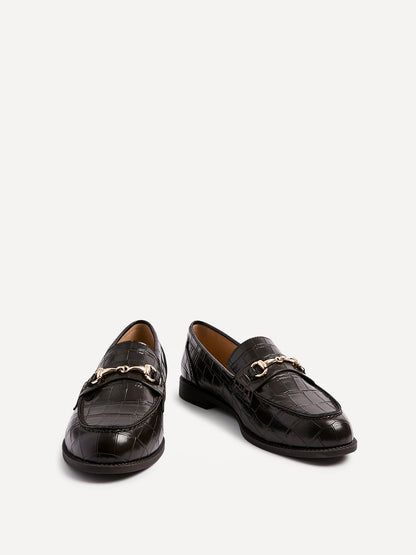 Maison Brown Faux Croc Patent Leather Loafers