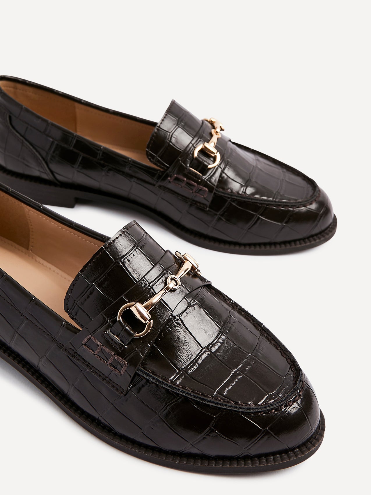 Maison Brown Faux Croc Patent Leather Loafers