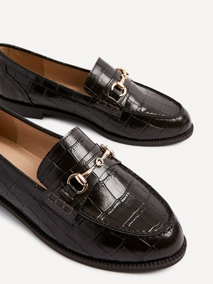 Maison Brown Faux Croc Patent Leather Loafers