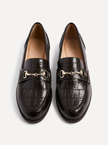 Maison Brown Faux Croc Patent Leather Loafers