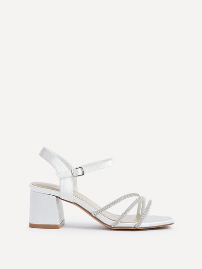 Mariah Wide Fit Bridal Ivory Diamante Heels