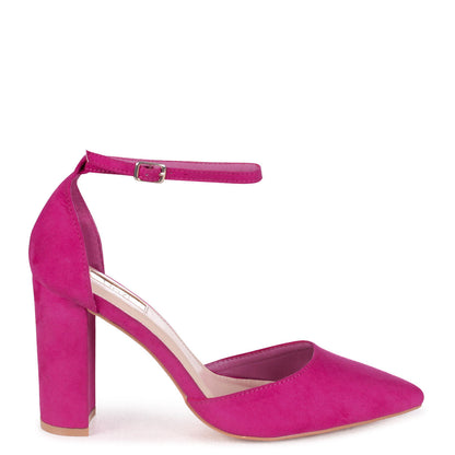 Marlie Pink Faux Suede Court Heels