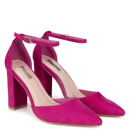 Marlie Pink Faux Suede Court Heels