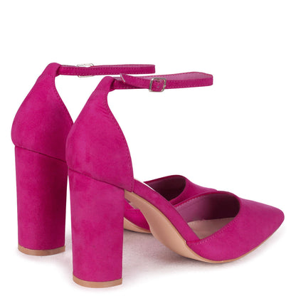 Marlie Pink Faux Suede Court Heels
